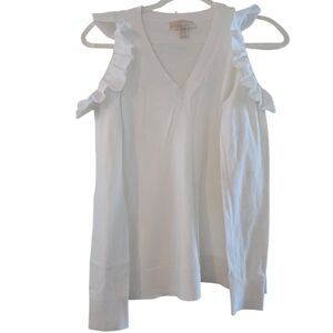 Women's White Ruffle Shoulderless Top, size S